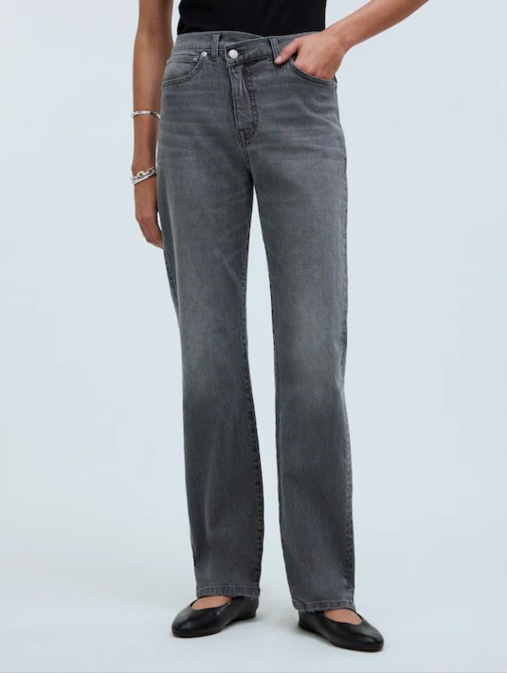 Madewell ’90s Straight Cross-Tab Jeans Burwick Wash Gray Size 26